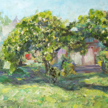 Apple-trees from the Childhood (in private collection), oil on canvas/cardboard, 30x21, 2018