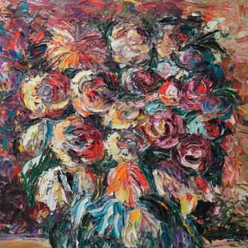 Букет цветов, холст/масло, 50x70, 2015