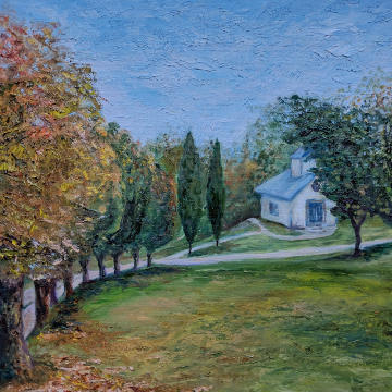 Church near Ligatne (in private collection), oil on canvas, 50x40, 2017