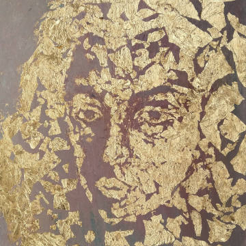 Golden Memories, oil on canvas and dutch foil, 30x40, 2019