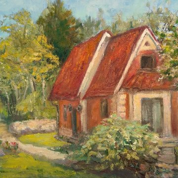 Hunting Lodge (in private collection), audekls/kartons/eļļa, 40x30, 2019