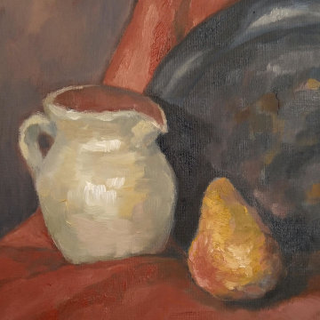 Still life with a pear, oil on canvas, 21x30, 2019