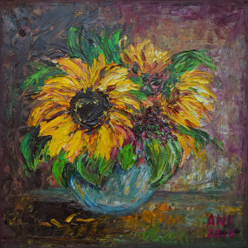 Sunflowers for Natalia (in private collection), oil on canvas, 40x30, 2016