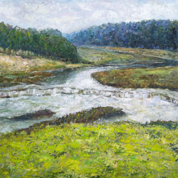 Venta Rapid in Kuldiga, oil on canvas, 70x50, 2018
